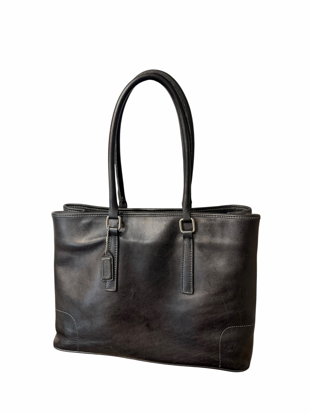 Vintage Coach Hamptons 7757 Black Leather Large Tote Shoulder Work Laptop Bag